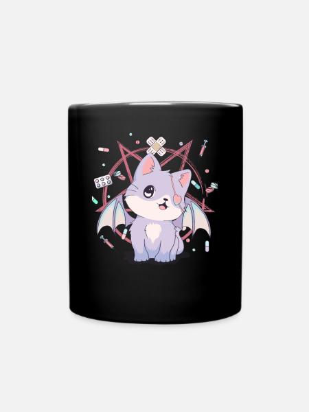 Kawaii Katze Pastell Goth Yami Kawaii Pentagramm G - Tasse einfarbig - Schwarz