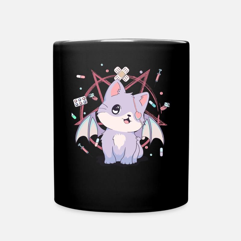 Kawaii Katze Pastell Goth Yami Kawaii Pentagramm G - Tasse einfarbig - Schwarz