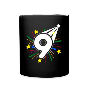 9 years old 9th birthday party number 9 - Full Colour Mug - black - Front