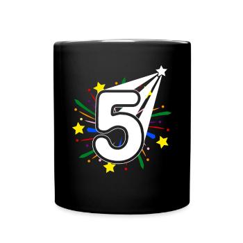 5 years old 5th birthday party number 5 - Full Colour Mug - black - Front