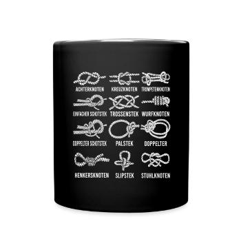 12 Knoten Boot Segeln Kapitän - Tasse einfarbig - Schwarz - Vorne