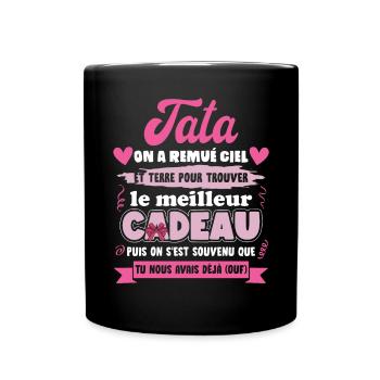 Meilleur cadeau tata citation coeur ruban - Mug uni - noir - Devant
