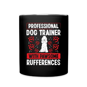 Dog Trainer with pawsome Rufferences Dog School - Full Colour Mug - black - Front