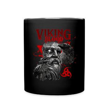 Viking Blood Odin Und Raben Wikinger Kultur - Tasse einfarbig - Schwarz - Vorne