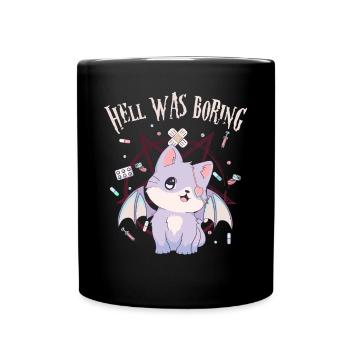 Kawaii Cat Pentagram Hell Was Boring Gesch - Full Colour Mug - black - Front