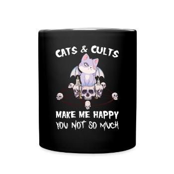 Les chats et les sectes me rendent heureux Tu ne es pas - Mug uni - noir - Devant