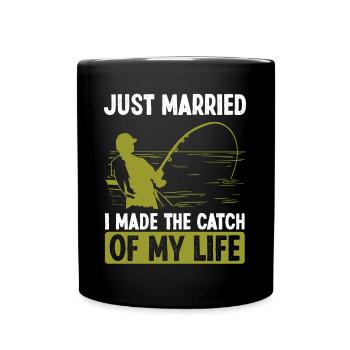 Pêche Juste marié J’ai fait la prise de ma vie - Mug uni - noir - Devant