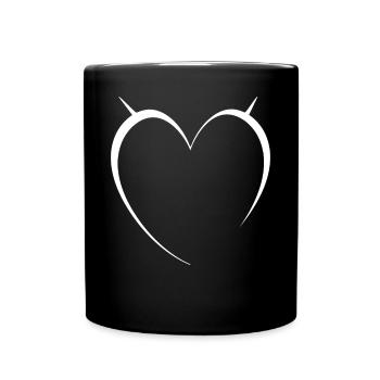 Herz Weiss Einfaches Design - Tasse einfarbig - Schwarz - Vorne