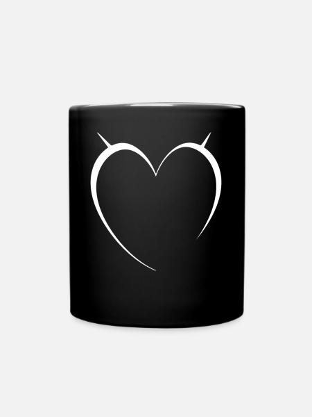 Corazón Blanco Diseño Simple - Taza monocolor - negro