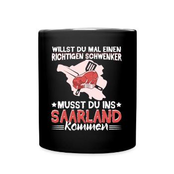 Saarland Saarländer Schwenker Schwenkgrill - Tasse einfarbig - Schwarz - Vorne