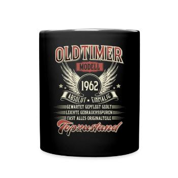 1962 Geboren Geburtstag Oldtimer - Tasse einfarbig - Schwarz - Vorne
