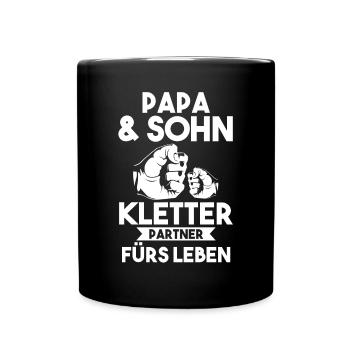 Papa & Sohn Kletterpartner Klettern - Tasse einfarbig - Schwarz - Vorne