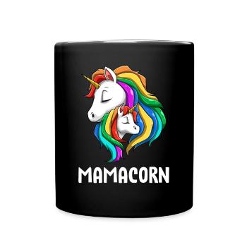 Einhorn Köpfe Mama Tochter - Mamacorn Mama Einhorn - Tasse einfarbig - Schwarz - Vorne