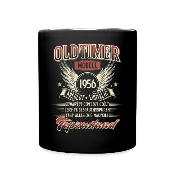 1956 Geboren Geburtstag Oldtimer - Tasse einfarbig - Schwarz - Vorne