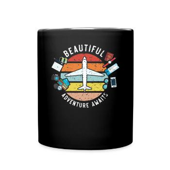 Beautiful Adventure Awaits Travel Traveler Getaway - Full Colour Mug - black - Front