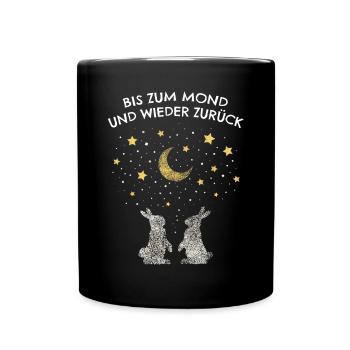 Schlafshirt Kuschelshirt Kaninchen Hasen - Tasse einfarbig - Schwarz - Vorne