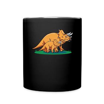 Dinosaurier Triceratops Lustiger Dino - Tasse einfarbig - Schwarz - Vorne