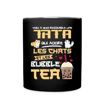 tata chats bubble tea kawaii mangas - Mug uni - noir - Devant