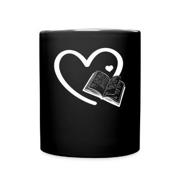 Book Hearts Bookworm Book Reading Book Lover Book Book - Full Colour Mug - black - Front