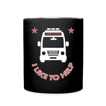 Ambulanz fahren Krankenwagen ich helfe gern gift - Tasse einfarbig - Schwarz - Vorne