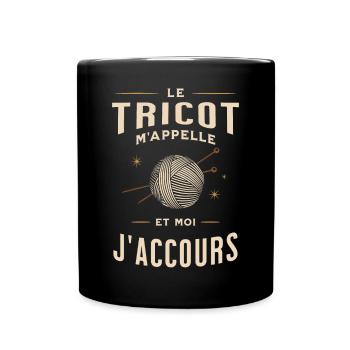Humour fan de tricot - Mug uni - noir - Devant