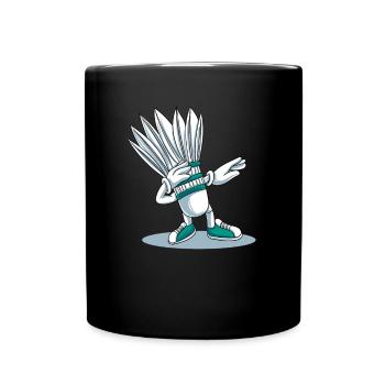 Lustige Badminton Dab Dabbing Federball - Tasse einfarbig - Schwarz - Vorne