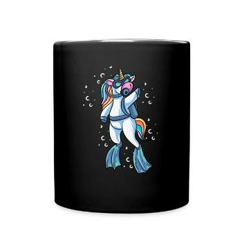 Scuba Diving Unicorn Underwater Diver - Full Colour Mug - black - Front