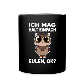 Ich mag halt einfach Eulen - Tasse einfarbig - Schwarz - Vorne