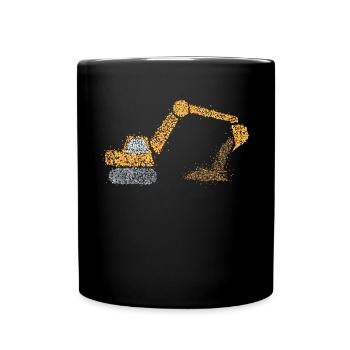 Bagger Baustelle Bauarbeiter Baufahrzeug - Tasse einfarbig - Schwarz - Vorne