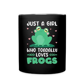 Grenouille Seulement une fille qui aime les crapauds Grenouilles - Mug uni - noir - Devant