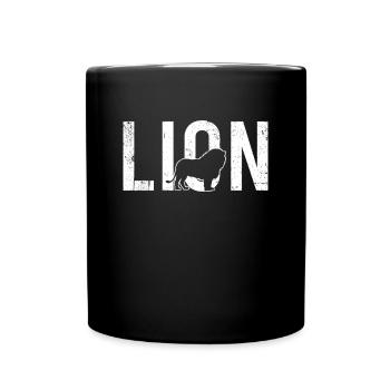 Löwe lion - Tasse einfarbig - Schwarz - Vorne
