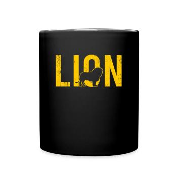 Löwe lion - Tasse einfarbig - Schwarz - Vorne