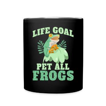 Funny Frog Life Goal PetTing All Frogs - Full Colour Mug - black - Front