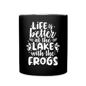 Frog life is better at the lake with frogs - Full Colour Mug - black - Front