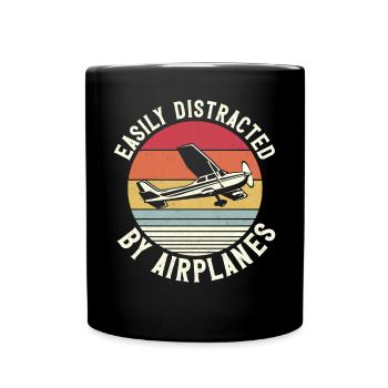 Airplane Pilot Vintage Retro - Full Colour Mug - black - Front
