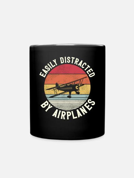 Pilote d’avion Vintage Biplane - Mug uni - noir