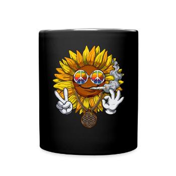 Sunflower Hippie Stoner - Full Colour Mug - black - Front