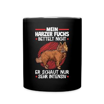 Mein Harzer Fuchs bettelt nicht Hütefuchs - Tasse einfarbig - Schwarz - Vorne