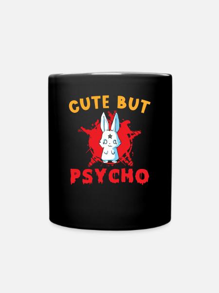 Cute but Psycho Hase Goth - Full Colour Mug - black