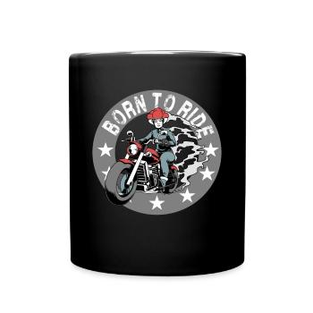Black Forest Biker Lady Schwarzwald Motorrad - Tasse einfarbig - Schwarz - Vorne