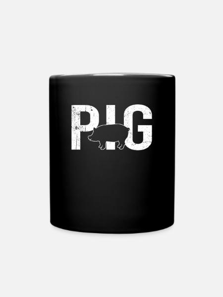 Schwein pig - Tasse einfarbig - Schwarz