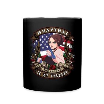 Muaythai est ma thérapie rétro Mme Muaythai - Mug uni - noir - Devant