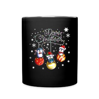 Merry Christmas Penguin Christmas Balls Xmas - Full Colour Mug - black - Front