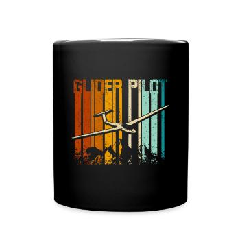 Vintage Retro Glider Pilot - Full Colour Mug - black - Front