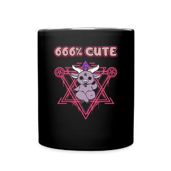 666% Cute kawaii Satanic Goth - Tasse einfarbig - Schwarz - Vorne