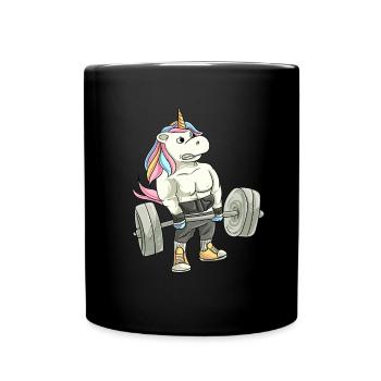 Fitness Gewichtheben Einhorn Deadlift - Tasse einfarbig - Schwarz - Vorne