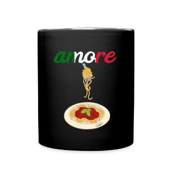 Amore Spaghetti Bolognese Parmesan Käse Pasta Nude - Tasse einfarbig - Schwarz - Vorne