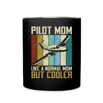 Airplane Pilot Mom Mother Vintage - Tasse einfarbig - Schwarz - Vorne