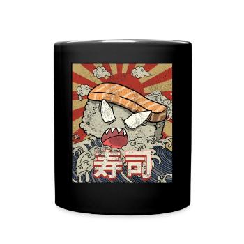 Kaiju Sushi Kanagawa Wve Japanese Aesthetics - Full Colour Mug - black - Front