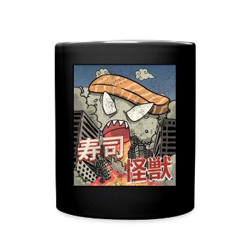 Kaiju Sushi Kanagawa Wve Japanese Aesthetics - Full Colour Mug - black - Front